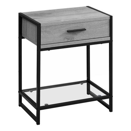 DAPHNES DINNETTE 22 in. Grey & Black Metal Accent Table with Tempered Glass DA3067077